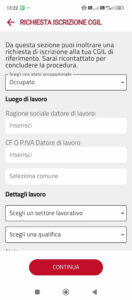 inoltro richiesta iscrizione cgil